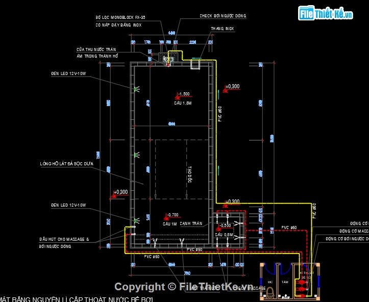 bể bơi gia đình,bể bơi 5x12,Hồ bơi,bể bơi mini gia đình,file cad bể bơi
